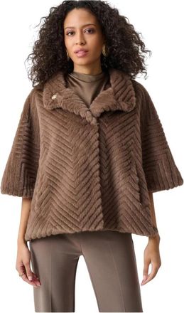 Joseph Ribkoff Jack met nepbont in cape-stijl - Dames - Jassen - Bruin - M/L - Nepbont - Jassen