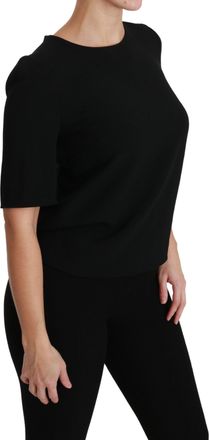 Dolce & Gabbana Womens Black Short Sleeve Casual Top Stretch Blouse