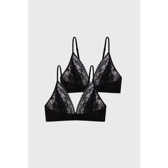 Stripe and Stare Eco Lace Triangle Two Pack in Black at Nordstrom, Size X-Small Uk