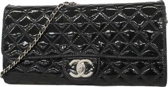 Chanel Black Patent Leather Chain/Shoulder Wallet (Pre-Owned)
