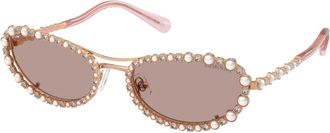 Swarovski Sk 7044 Zonnebril - Dames - Zonnebrillen - Geel - 56 MM - Accessoires