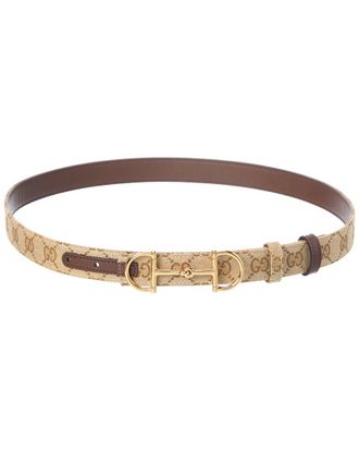 Gucci Reversible Gg Canvas & Leather Belt