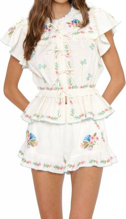 Show me your Mumu Cannes Shorts In Wild Meadow Embroidery