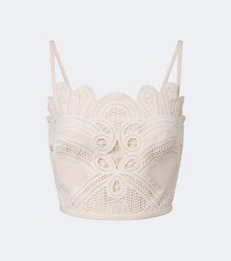 Elie Saab Embroidered scalloped crop top
