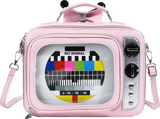 Generic Shoulder Weak | Tv Shaped School Bag For Anime Display | Capacity Daily Travel Bag Multifunctional Equipment For Women Girls, pink, se beskrivning