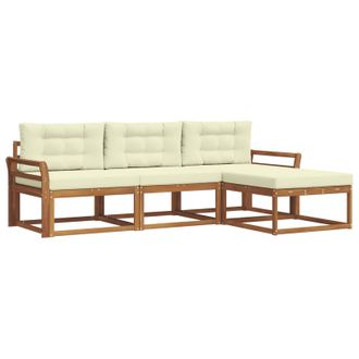 vidaXL Conjunto De Sof&aacute;s De Exterior Con Coj&iacute;n 4 Pcs Natural Y Crema Vidaxl