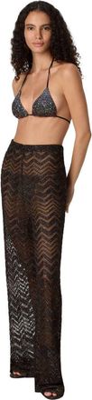 Missoni Wide Fishnet Trousers With Zigzag Pattern And Sequins in Brown at Nordstrom, Size 38 It