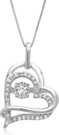 MAX + STONE 10k White Gold Golden Glimmer Dancing Diamond Heart Pendant Necklace