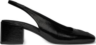 Courr&egrave;ges 55mm Slingback Pumps met Blokhak - Dames - Pumps - Zwart - 37 EU - Katoen - Schoenen