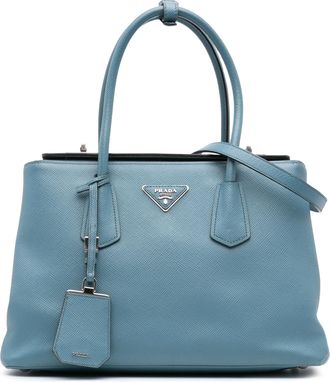 Prada Womens Saffiano Leather Tote Bag - Light Blue - One Size