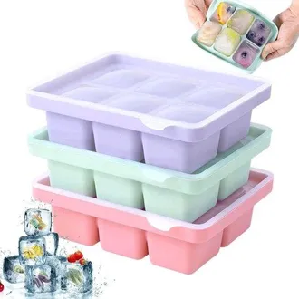 OEM Bandejas Para Cubitos De Hielo, Bandeja De Silicona De 3 Piezas Para Cubitos De Hielo, C&oacute;cteles, Whisky, Bebidas Fr&iacute;as, Verde/morado/rosa