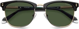 Polaroid 53mm Polarized Rectangular Sunglasses in Black Gold/Green at Nordstrom
