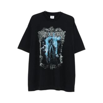 VETEMENTS T-Shirts, male, Black, Size: XS Black Graphic Print Crew Neck T-shirt