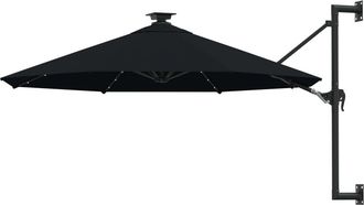 vidaXL Vidaxl - Sombrilla De Jard&iacute;n De Pared Con Luces Led Negro 300 Cm