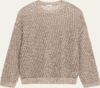 Brunello Cucinelli Net Silk-Blend Crewneck Sweater