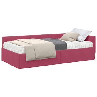 vidaXL Struttura Letto Angolare Con Materasso 2 Pz Rosso Vino Vidaxl