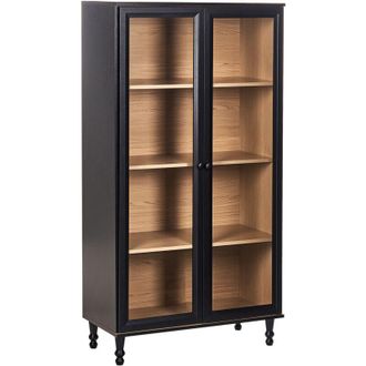 Beliani Beliani - Armario Decorativo Escandinavo Cl&aacute;sico Aparador Alto Con Expositor De Vidrio Negro Con Madera Clara Tingledale