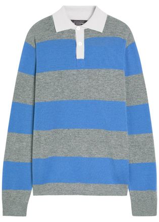 Begg x Co Striped Cashmere Rugby top - Grey - XL
