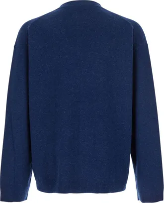 J.W.Anderson Mens Blue Cardigan With V Neck And Zip Closure Wool Blend Tops Top