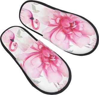 Generic Warm Slipper Pink Flamingos Home Slipper Classic Fluffy Slippers Comfortable Scuff Slippers For Bedroom Travel Party M