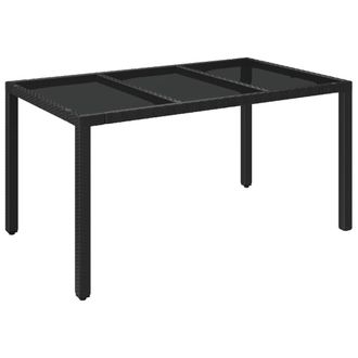 vidaXL Vidaxl - Mesa De Jard&iacute;n Superficie De Vidrio Rat&aacute;n Pe Negro 150x90x75 Cm