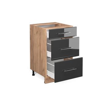 Vicco Mueble Bajo De Cocina Fame-line, Antracita Alto Brillo, 50 Cm, Et Antracita Vicco