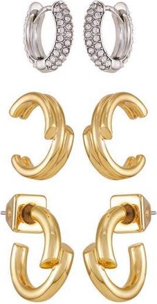 Vince Camuto Set of 3 Assorted Earrings in Gold Tone at Nordstrom Rack