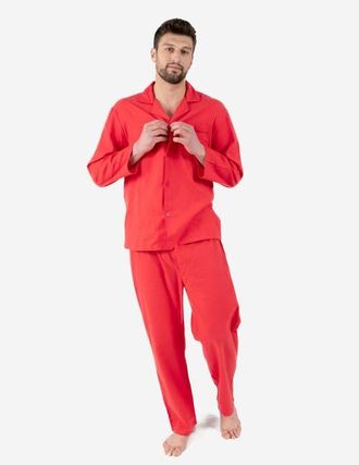 Leveret Mens 2-pc. Cotton Flannel Plaid & Solid Holiday Pajama Set in Red at Nordstrom, Size Xxx-Large