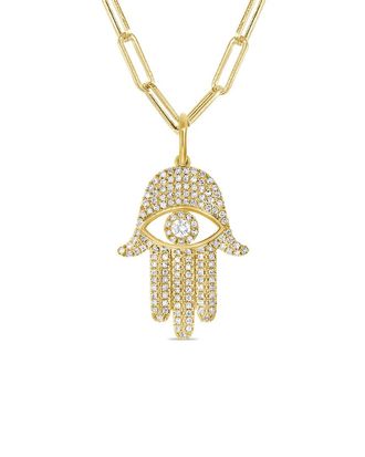 Sabrina Designs 14K 0.46 Ct. Tw. Diamond Hamsa Necklace