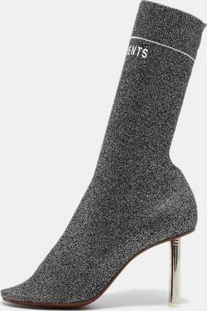 VETEMENTS Silver Lurex Fabric Sock Ankle Boots