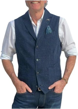 Bob Suit Waistcoat - Heren - Bodywarmers - Blauw - 2XL - Katoen - Jassen