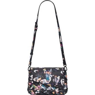 Desigual Floral Pattern Faux Leather Crossbody Bag in Black at Nordstrom