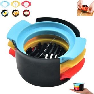 OEM Cortador De Huevos De Acero Inoxidable 3 En 1, Cortador De Huevos Multifuncional, Azul + Amarillo + Rojo, Cortador De Huevos De Pl&aacute;stico