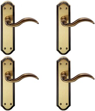 Loops 4x PAIR Spiral Sculpted Handle on Latch Backplate 180 x 48mm Florentine Bronze