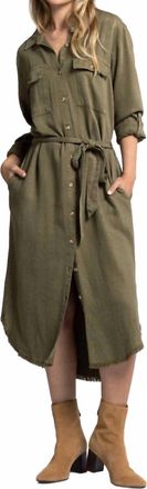 Thread & Supply Bobbie Button Down Dress In Olive Tree