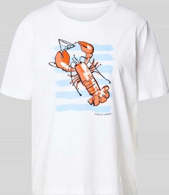 Marc Cain T-Shirt mit Motiv-Print und Pailletten in Weiss, Gr&ouml;&szlig;e 34