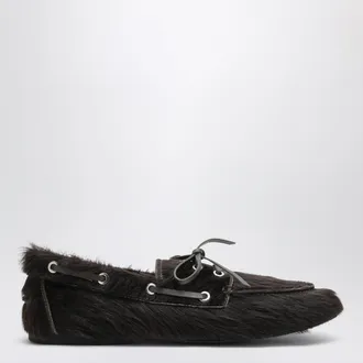Senso Brown Bateau boat loafers in calf hair