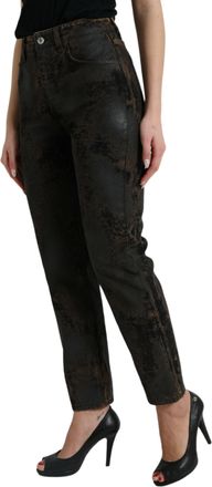 Dolce & Gabbana Womens Brown Boyfriend Mid Waist Cotton Denim Jeans Elastane Clothing