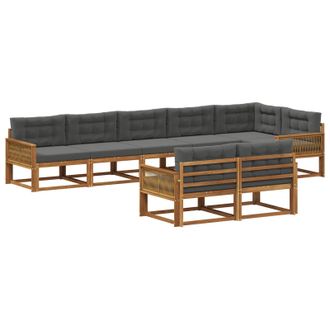 vidaXL Conjunto De Sof&aacute;s De Exterior 8 Pcs Natural Y Antracita Vidaxl