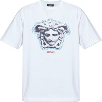 Versace Short-Sleeve White T-Shirt With Medusa Graphic