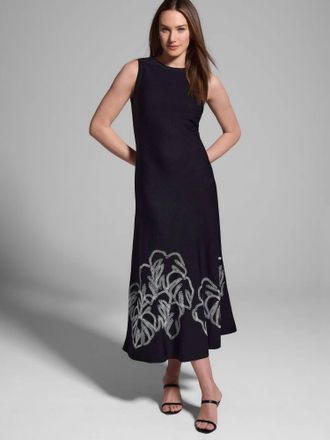 Nic+Zoe Evelina Embroidered Knit Twirl Dress In Black And White
