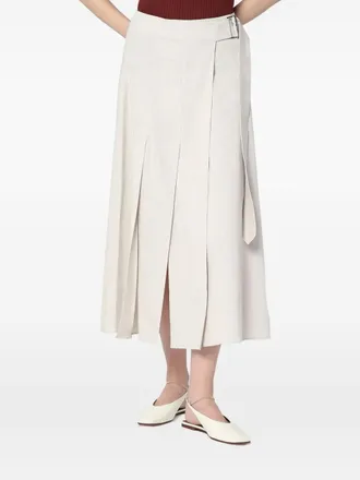 Department Five pleated wrap linen-blend skirt - Grey