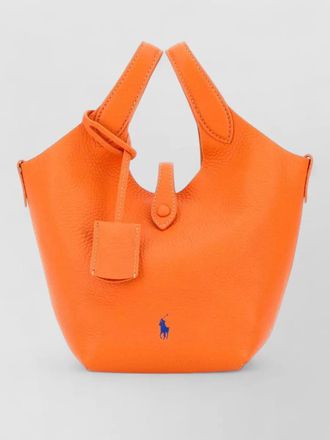 Polo Ralph Lauren leather tote bag pebbled texture top handle