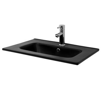 ML Design Lavabo cer&aacute;mica juego drenaje negro lavamanos encastrable