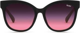 Quay Its My Way 53mm Gradient Cat Eye Sunglasses in Matte Black /Black Pink Fade at Nordstrom Rack
