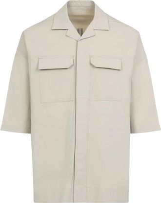 Rick Owens Magnum Tommy Shirt - Heren - Korte mouwen Overhemden - Beige - XL - Katoen - Overhemden