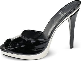 Stuart Weitzman pre-owned 120mm peep-toe platform heels - women - Calf Leather/Calf Leather/Patent Calf Leather - 39 - Black