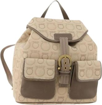 Ferragamo Pre-owned Backpacks, female, Beige, Size: ONE SIZE Pre-owned Canvas Backpack