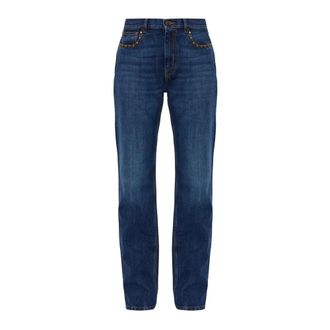 Etro Straight-leg jeans met studs - Dames - Jeans - Blauw - Maat: W25 Katoen