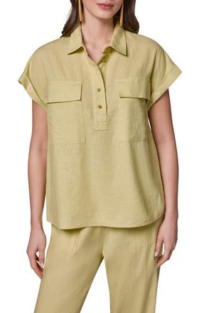 DKNY Dolman Sleeve Linen Blend Shirt in Citrus at Nordstrom, Size X-Small